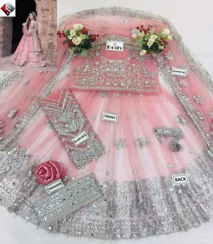 Kashee Heavy Embroidered Bridal Maxi with Satin Silk Trouser