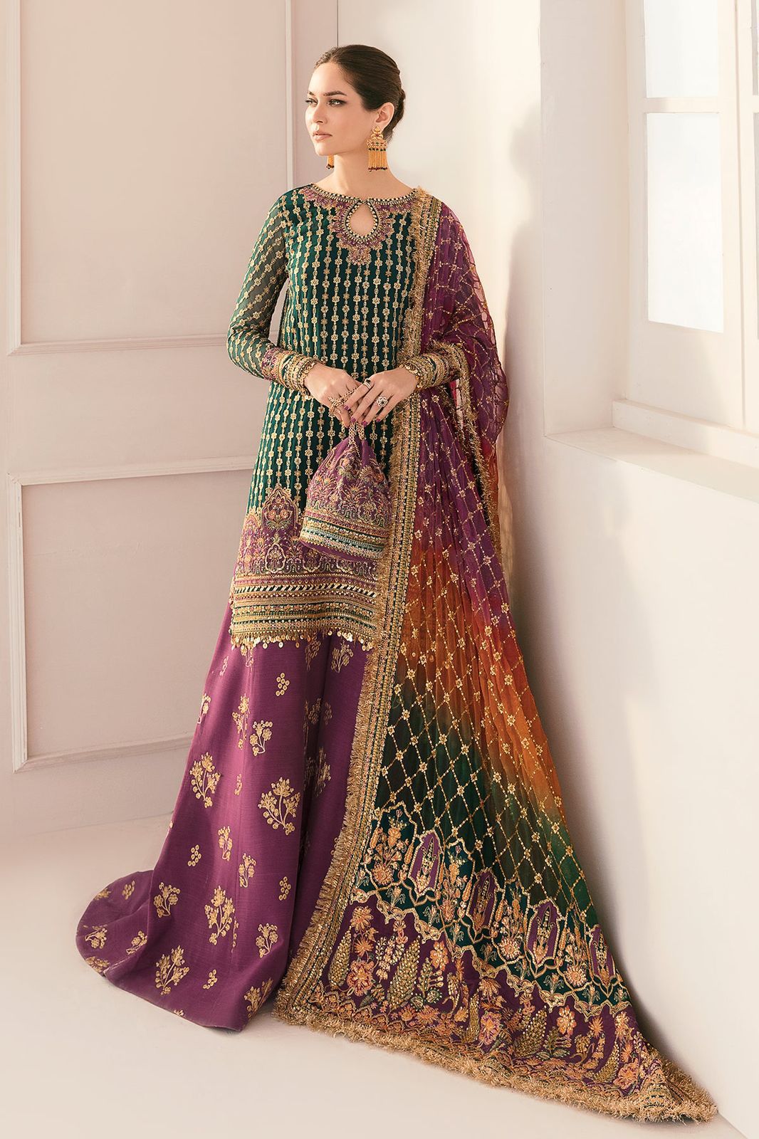 Baroque Chantalee Organza Suit – Luxury Unstitched Embroidered Collection