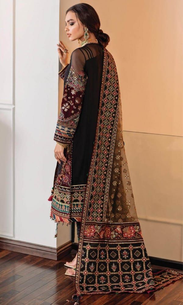 BAROQUE – Organza Embroidered 3-Piece Suit ( BLACK)