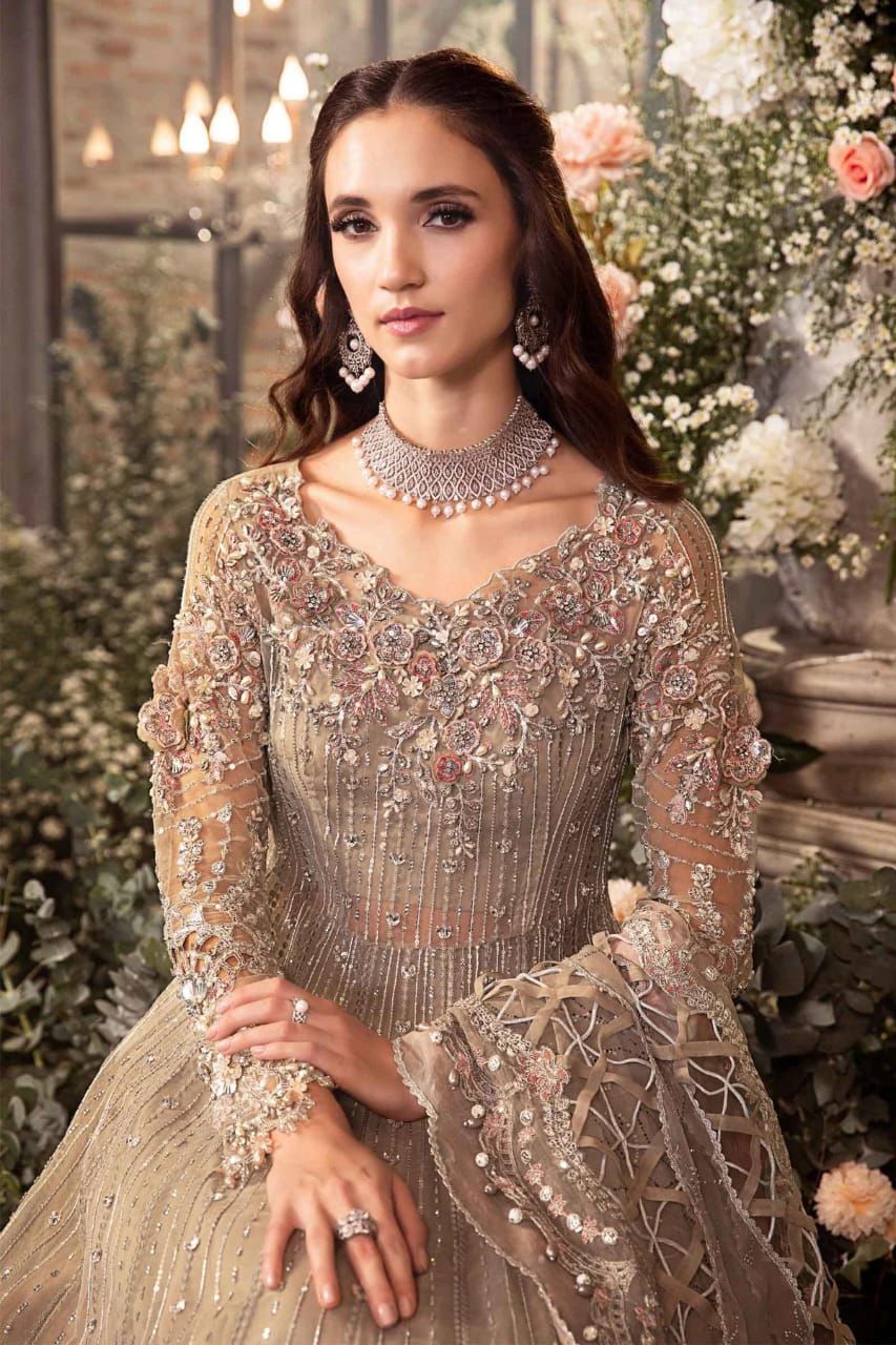 Maria B NET FROCK With JAMAWAR Trouser