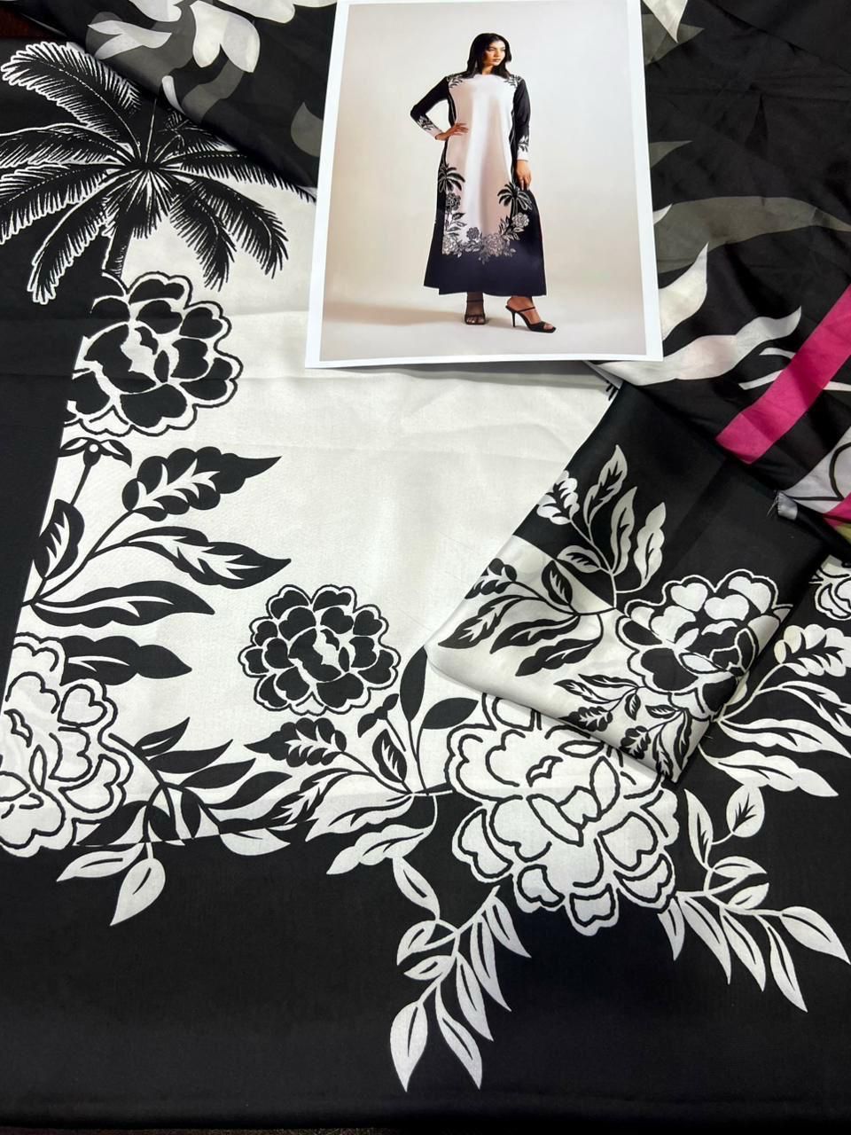 Lulusar Digital Printed 3-Piece Silk Suit ( Design 20)