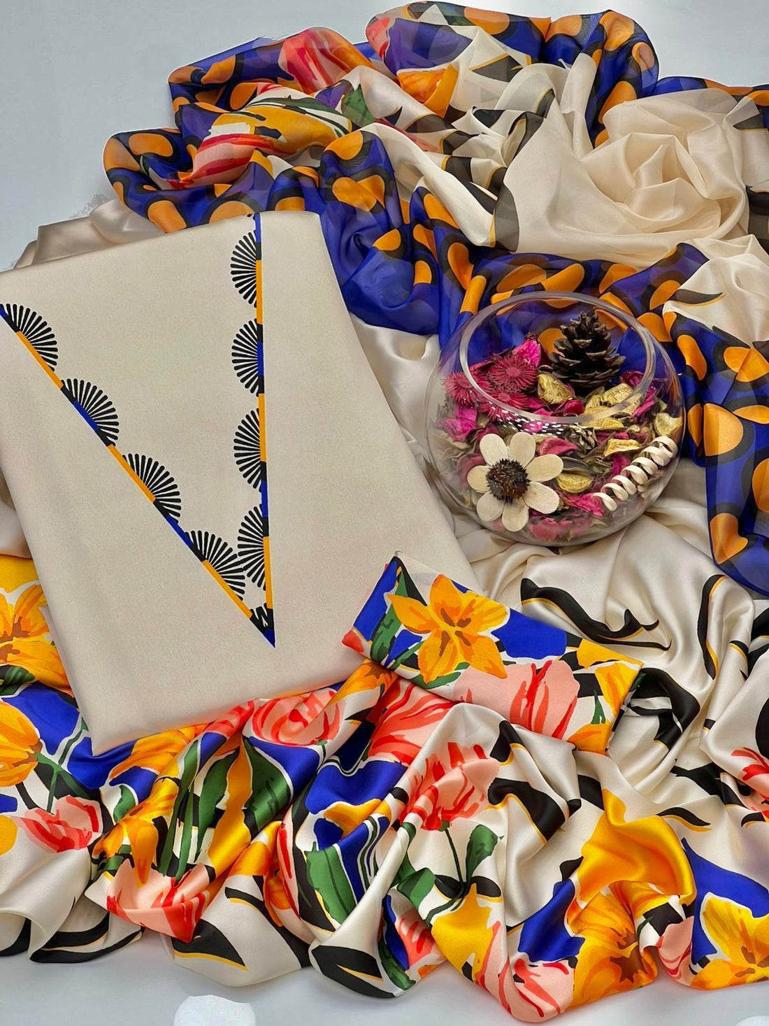 Lulusar Digital Printed 3-Piece Silk Suit ( Design 43)