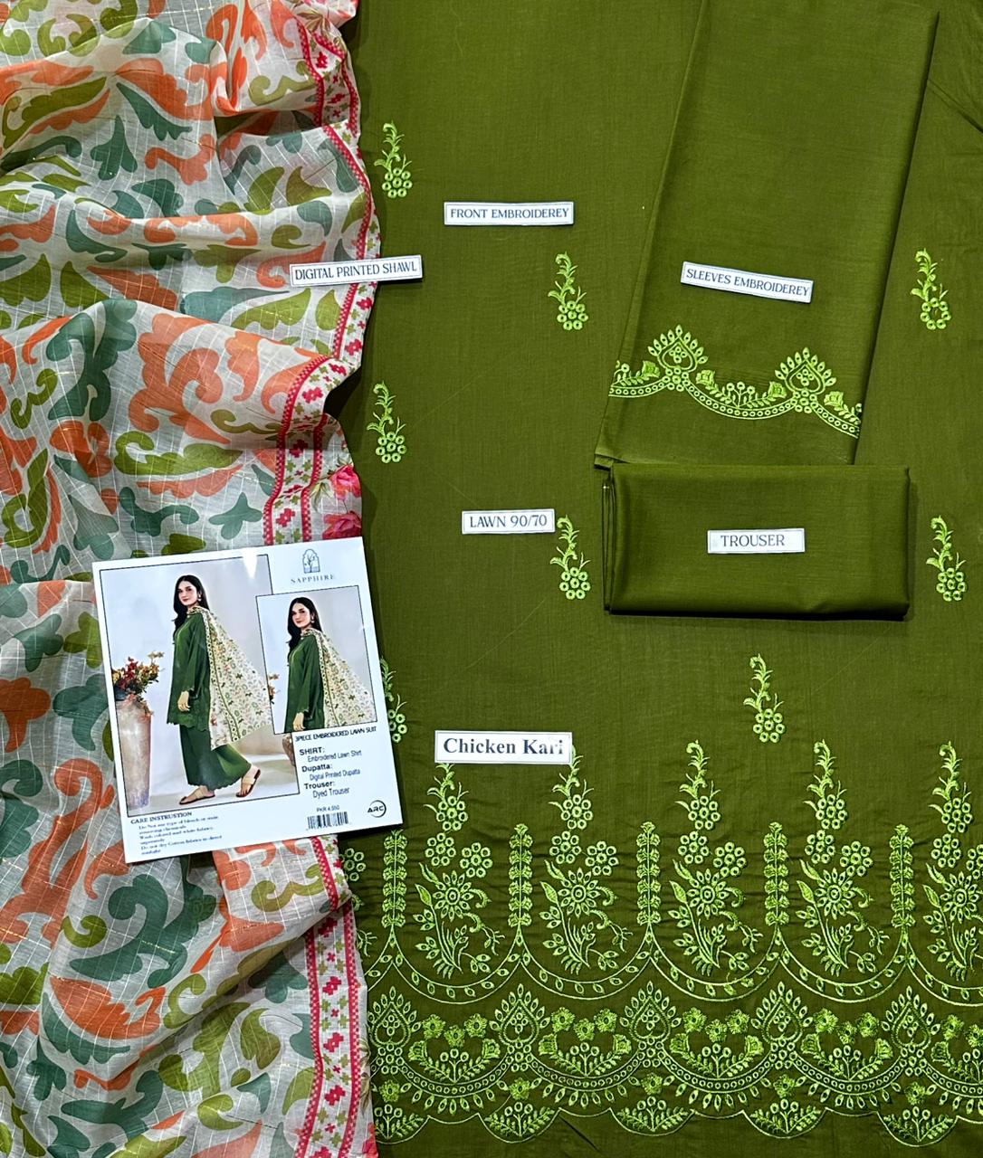 SUMMER COLLECTION - Lawn 3PC Embroidered