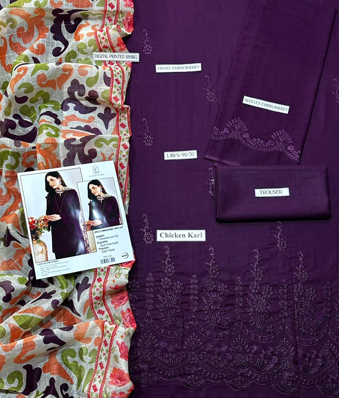 SUMMER COLLECTION - Lawn 3PC Embroidered