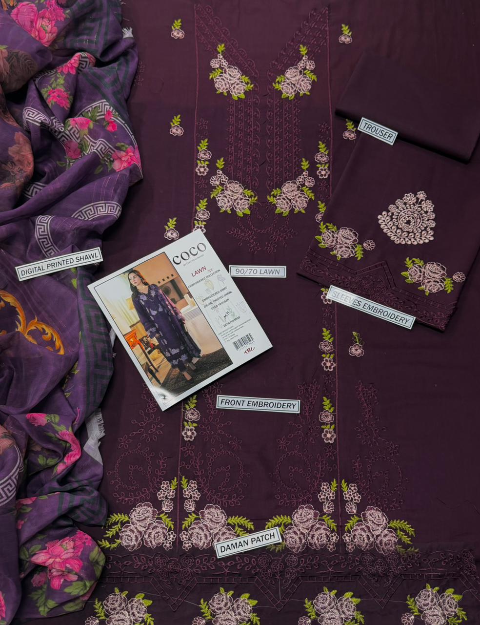 SUMMER COLLECTION - Lawn 3PC Embroidered