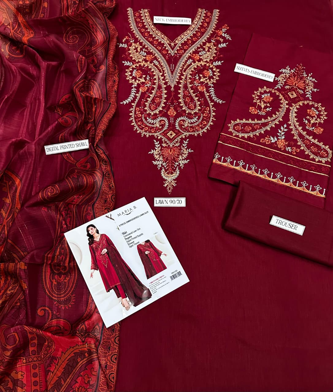 SUMMER COLLECTION - Lawn 3PC Embroidered